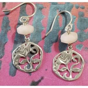 Retired Silpada Sterling Silver Openwork Yellow Serpentine Dangle Earrings W1846